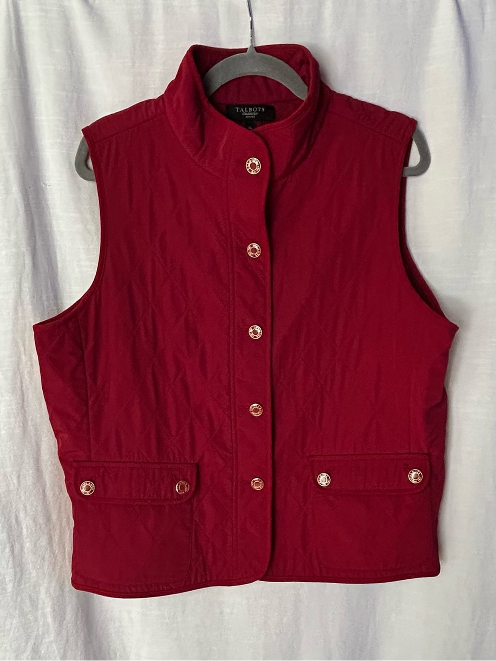 Talbots Classic Preppy Women's Quilted Button Down‎ Red Vest